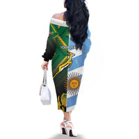 South Africa and Argentina Rugby Personalized Family Matching Off The Shoulder Long Sleeve Dress and Hawaiian Shirt Springboks With Los Pumas