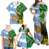 South Africa and Argentina Rugby Personalized Family Matching Off Shoulder Maxi Dress and Hawaiian Shirt Springboks With Los Pumas