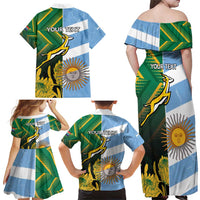 South Africa and Argentina Rugby Personalized Family Matching Off Shoulder Maxi Dress and Hawaiian Shirt Springboks With Los Pumas