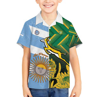 South Africa and Argentina Rugby Personalized Family Matching Short Sleeve Bodycon Dress and Hawaiian Shirt Springboks With Los Pumas