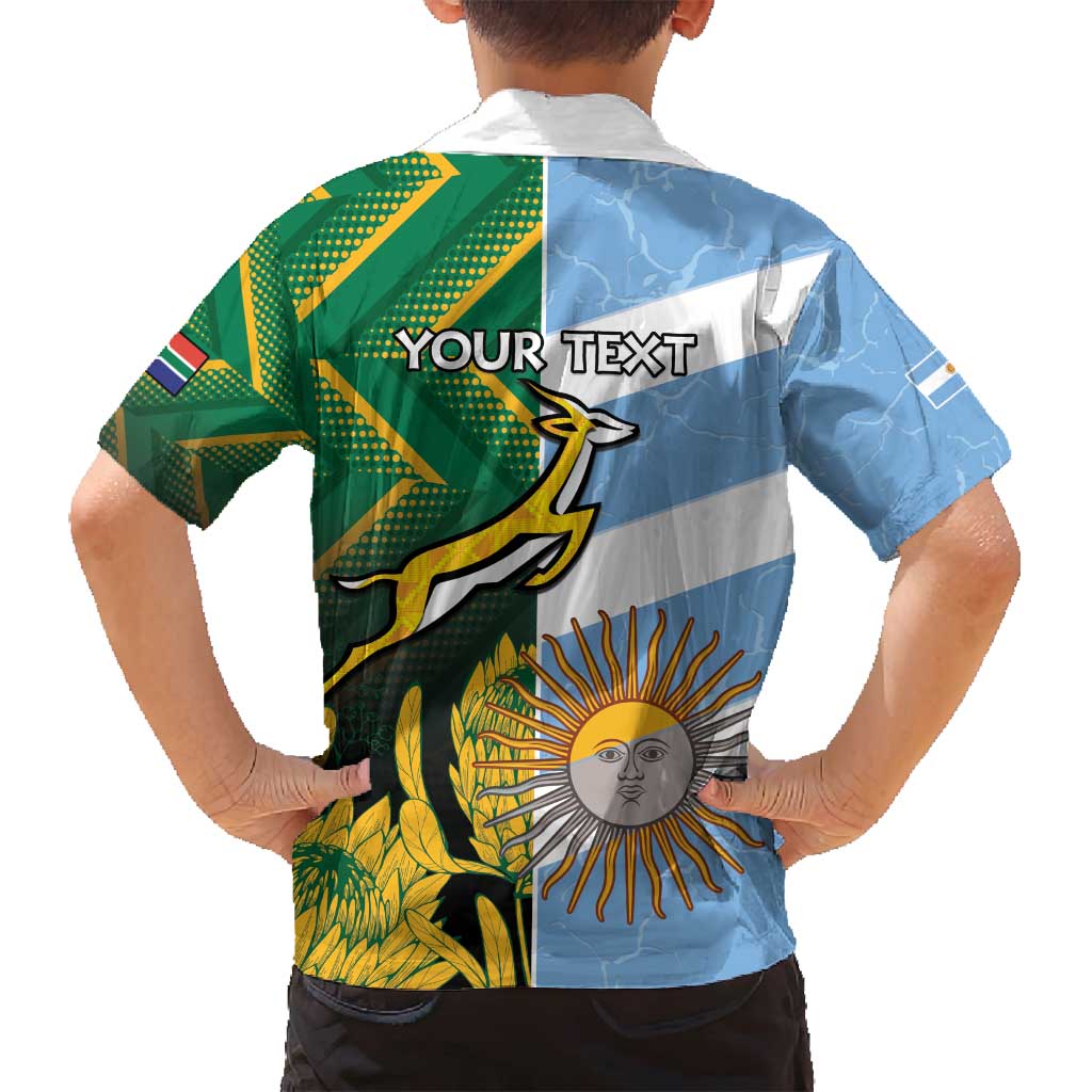 South Africa and Argentina Rugby Personalized Family Matching Summer Maxi Dress and Hawaiian Shirt Springboks With Los Pumas