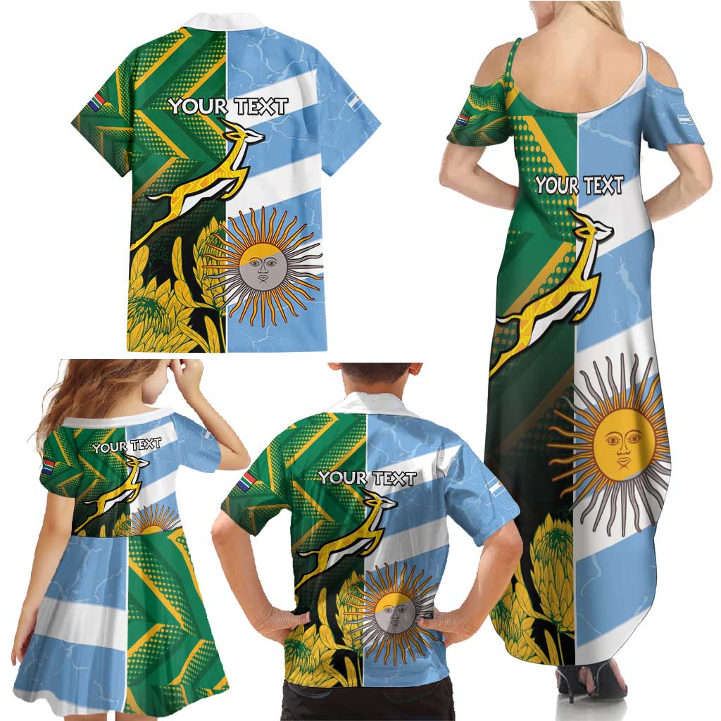 South Africa and Argentina Rugby Personalized Family Matching Summer Maxi Dress and Hawaiian Shirt Springboks With Los Pumas