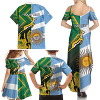 South Africa and Argentina Rugby Personalized Family Matching Summer Maxi Dress and Hawaiian Shirt Springboks With Los Pumas