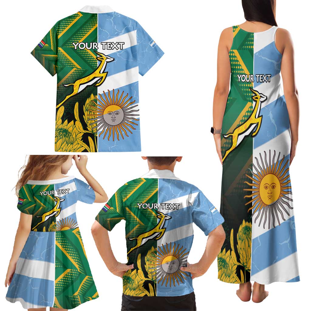 South Africa and Argentina Rugby Personalized Family Matching Tank Maxi Dress and Hawaiian Shirt Springboks With Los Pumas