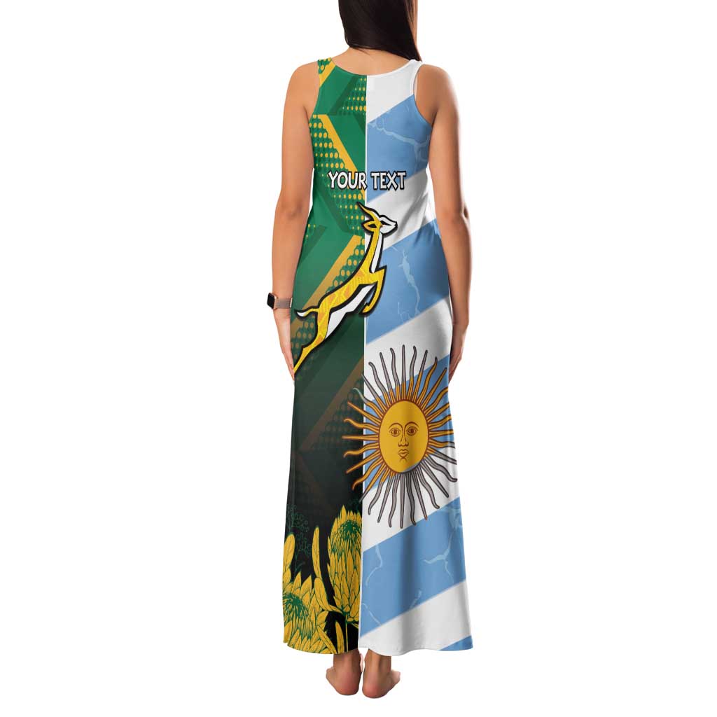 South Africa and Argentina Rugby Personalized Family Matching Tank Maxi Dress and Hawaiian Shirt Springboks With Los Pumas