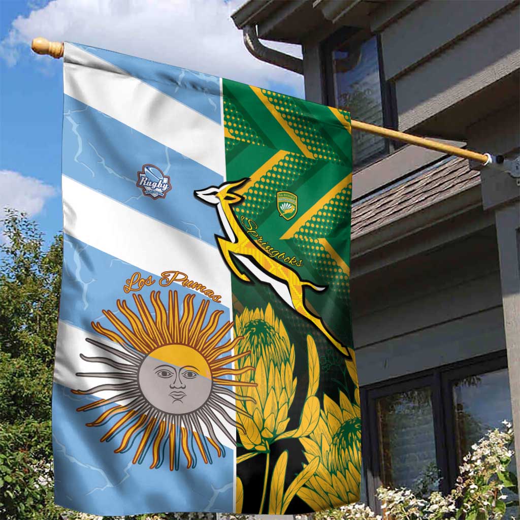 South Africa and Argentina Rugby Garden Flag Springboks With Los Pumas
