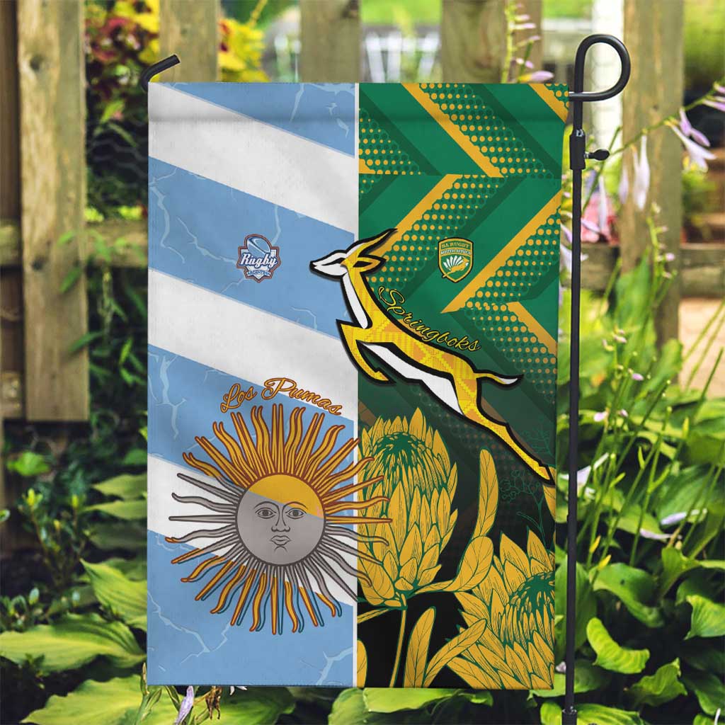 South Africa and Argentina Rugby Garden Flag Springboks With Los Pumas