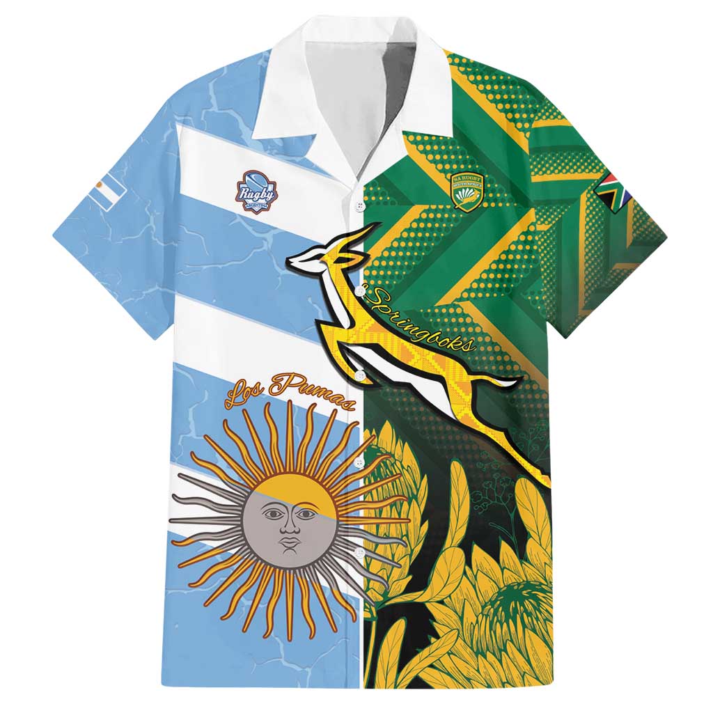 South Africa and Argentina Rugby Personalized Hawaiian Shirt Springboks With Los Pumas