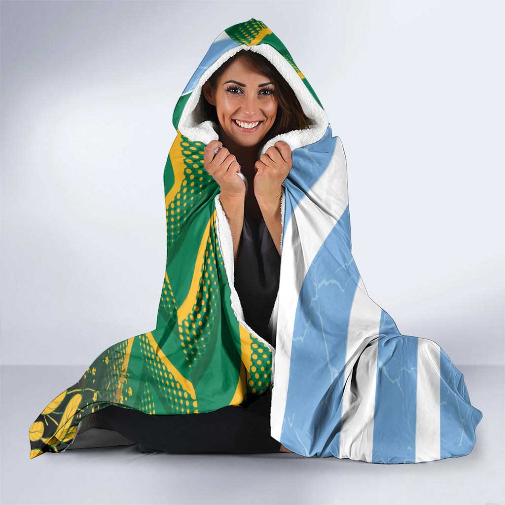 South Africa and Argentina Rugby Hooded Blanket Springboks With Los Pumas