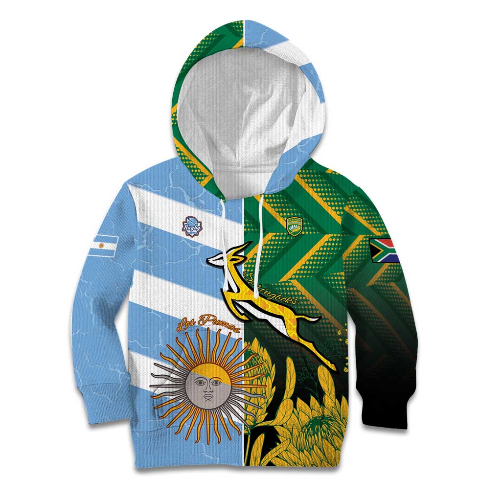 South Africa and Argentina Rugby Personalized Kid Hoodie Springboks With Los Pumas