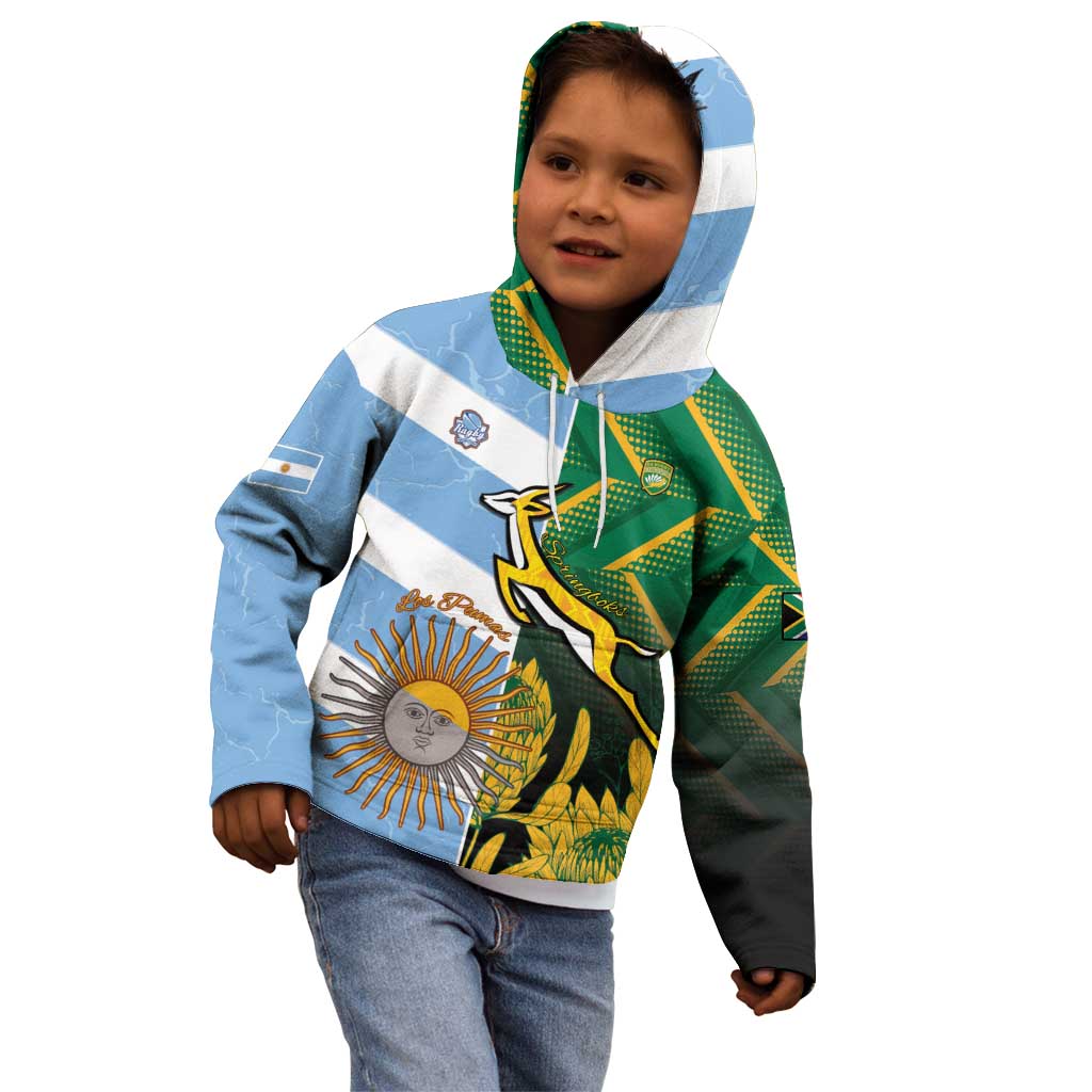 South Africa and Argentina Rugby Personalized Kid Hoodie Springboks With Los Pumas
