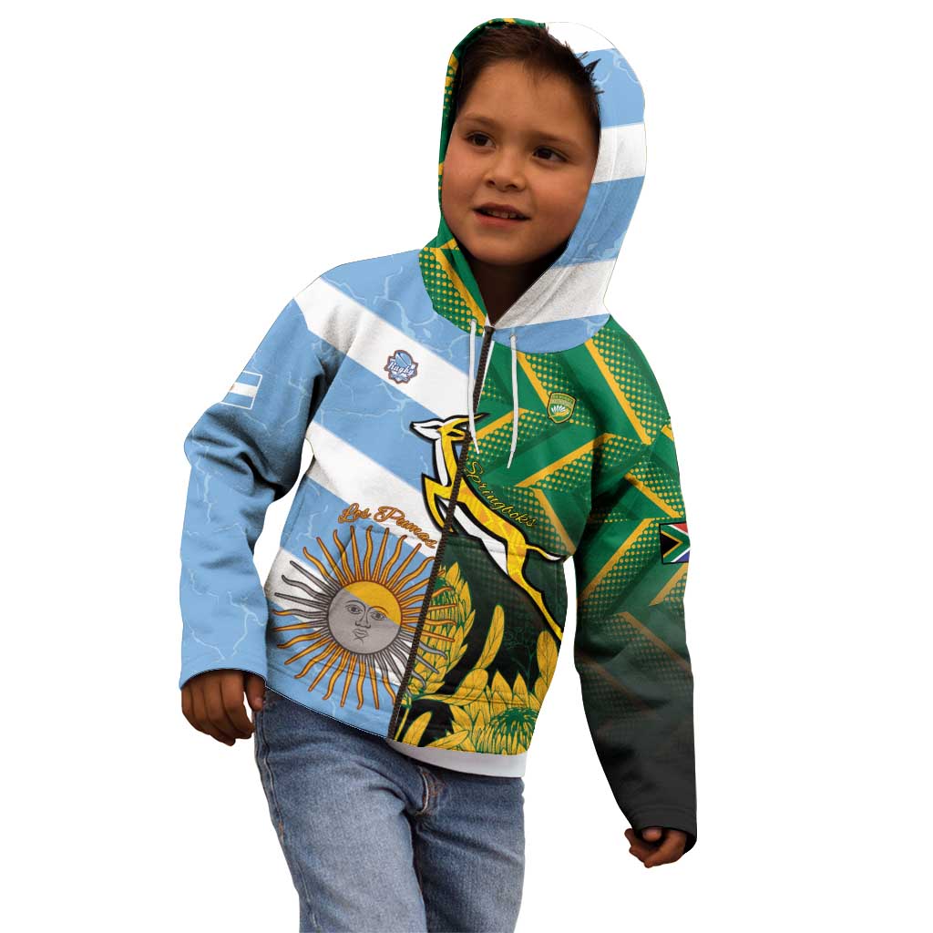 South Africa and Argentina Rugby Personalized Kid Hoodie Springboks With Los Pumas