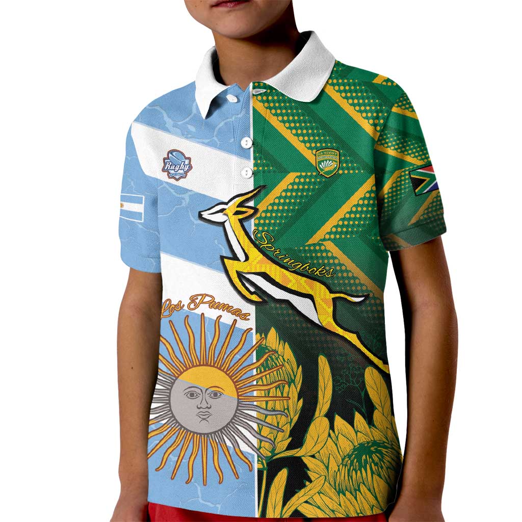 South Africa and Argentina Rugby Personalized Kid Polo Shirt Springboks With Los Pumas