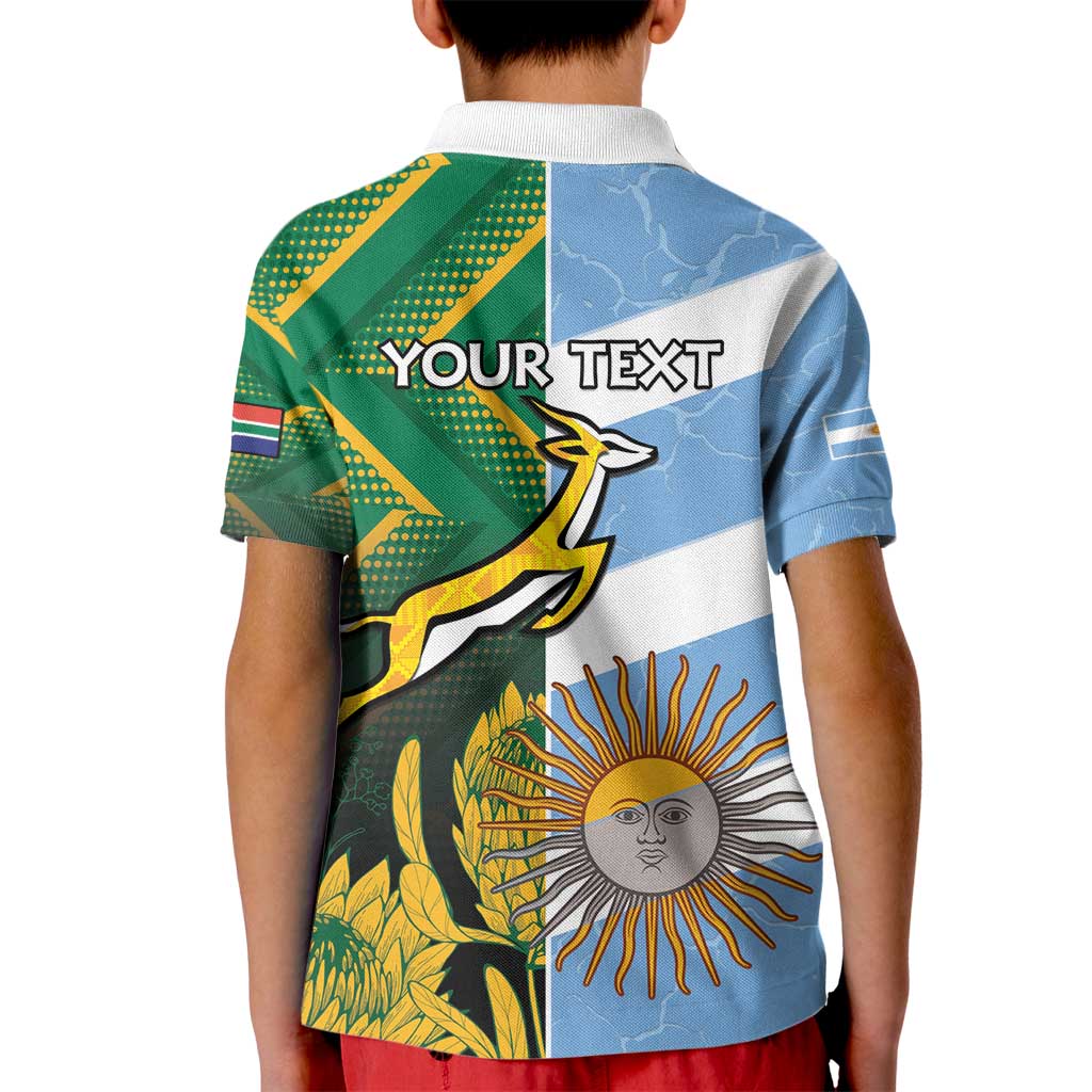 South Africa and Argentina Rugby Personalized Kid Polo Shirt Springboks With Los Pumas