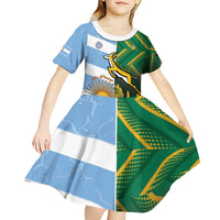 South Africa and Argentina Rugby Personalized Kid Short Sleeve Dress Springboks With Los Pumas