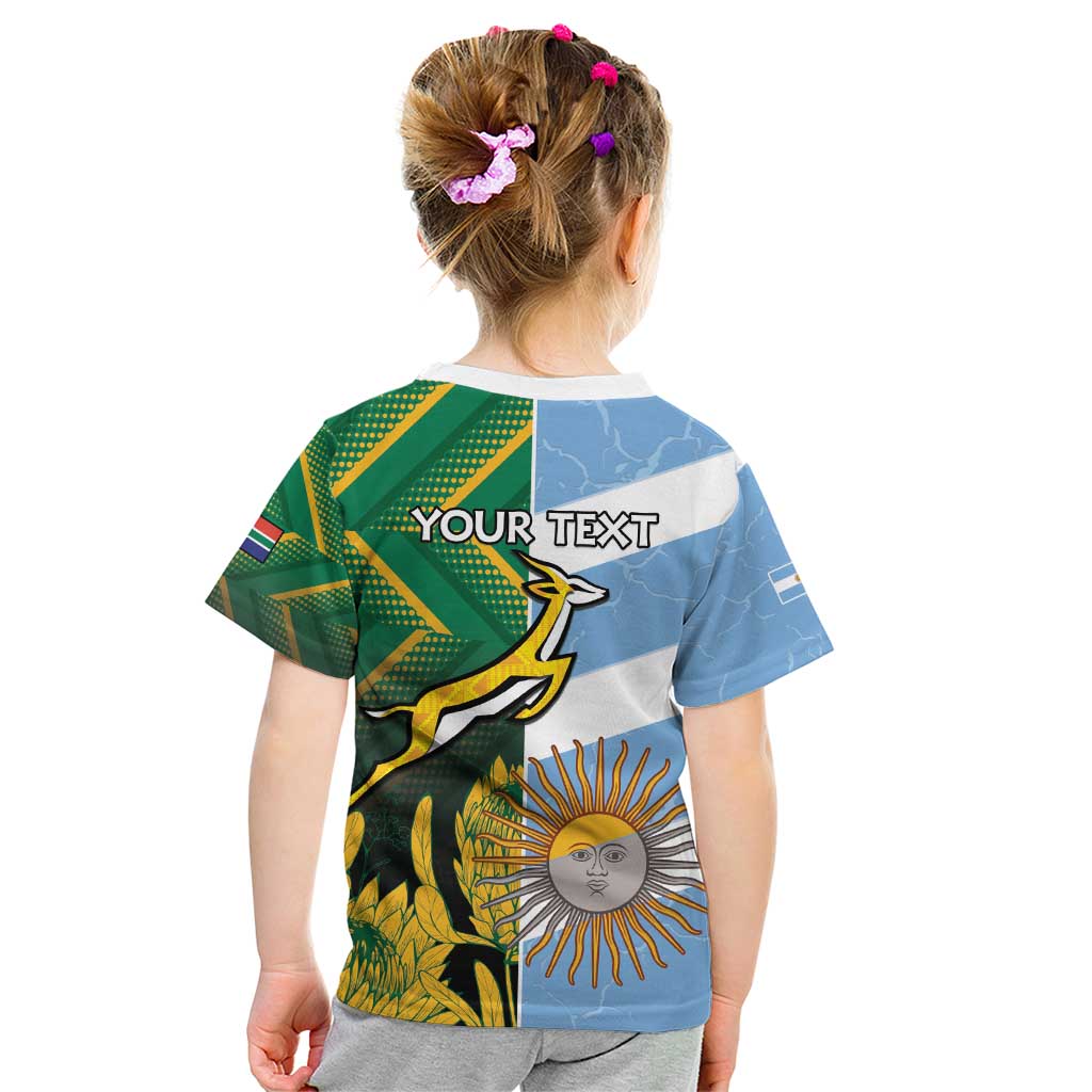 South Africa and Argentina Rugby Personalized Kid T Shirt Springboks With Los Pumas