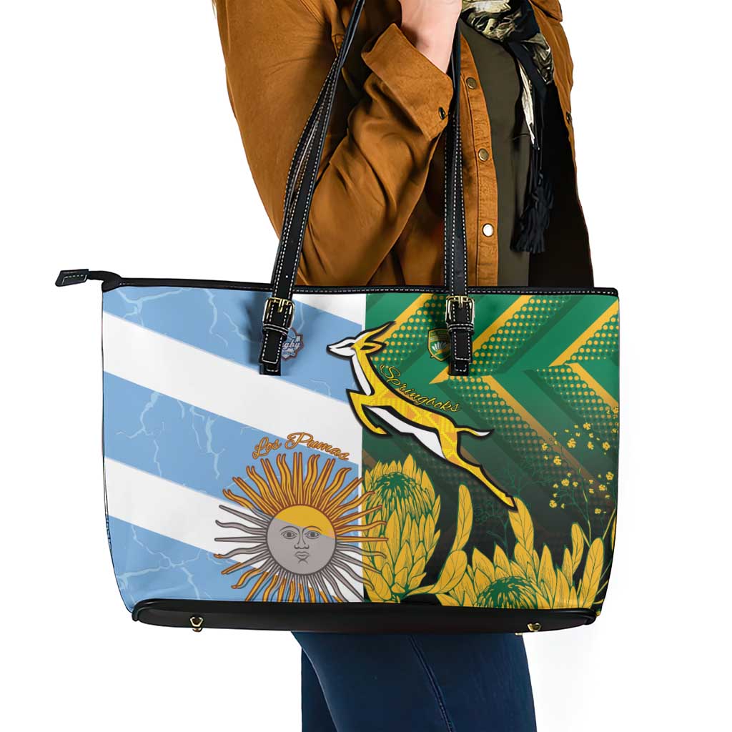 South Africa and Argentina Rugby Leather Tote Bag Springboks With Los Pumas
