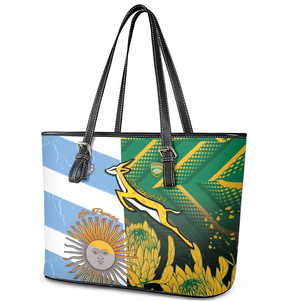 South Africa and Argentina Rugby Leather Tote Bag Springboks With Los Pumas
