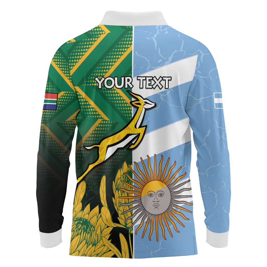 South Africa and Argentina Rugby Personalized Long Sleeve Polo Shirt Springboks With Los Pumas