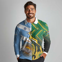 South Africa and Argentina Rugby Personalized Long Sleeve Polo Shirt Springboks With Los Pumas