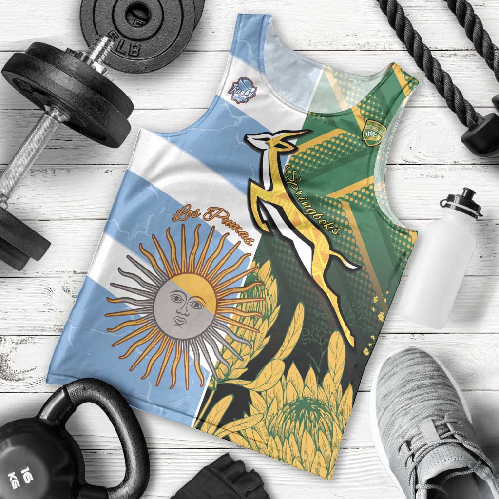 South Africa and Argentina Rugby Personalized Men Tank Top Springboks With Los Pumas