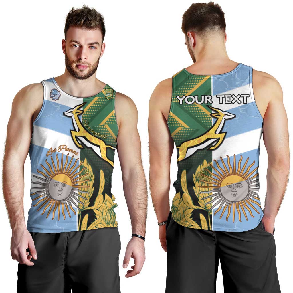 South Africa and Argentina Rugby Personalized Men Tank Top Springboks With Los Pumas