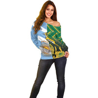 South Africa and Argentina Rugby Personalized Off Shoulder Sweater Springboks With Los Pumas