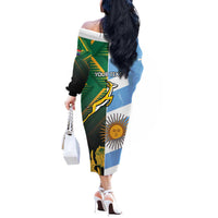 South Africa and Argentina Rugby Personalized Off The Shoulder Long Sleeve Dress Springboks With Los Pumas