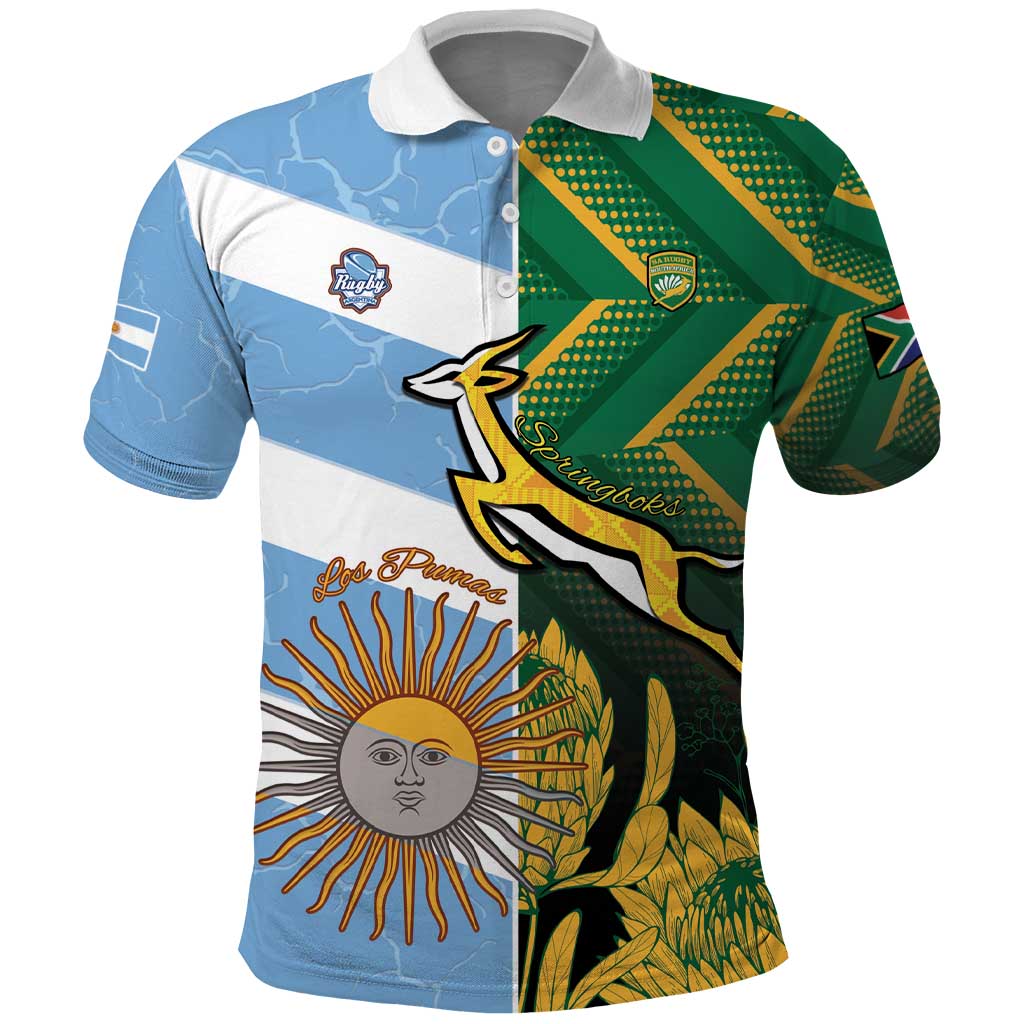 South Africa and Argentina Rugby Personalized Polo Shirt Springboks With Los Pumas