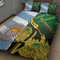 South Africa and Argentina Rugby Quilt Bed Set Springboks With Los Pumas