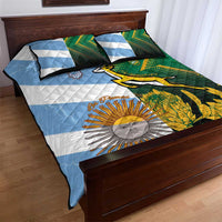 South Africa and Argentina Rugby Quilt Bed Set Springboks With Los Pumas