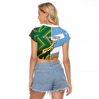 South Africa and Argentina Rugby Personalized Raglan Cropped T Shirt Springboks With Los Pumas