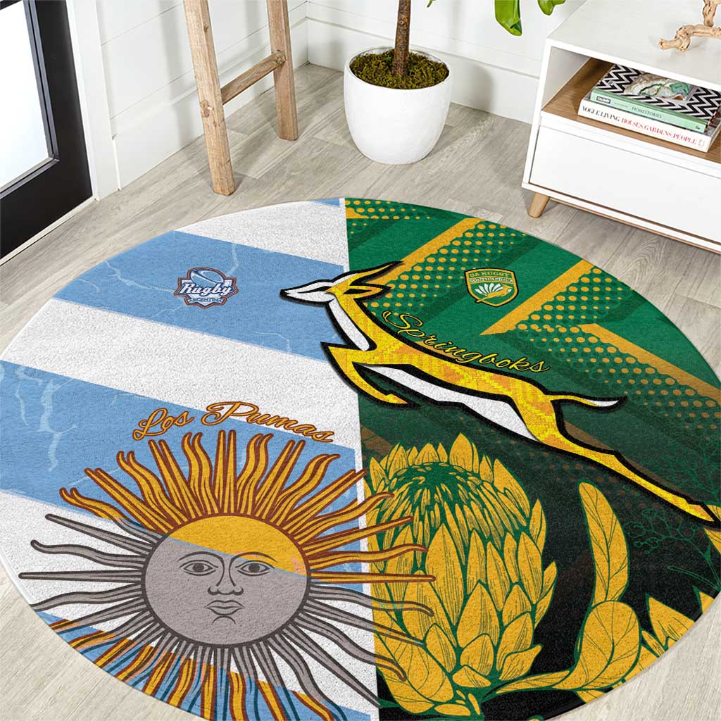 South Africa and Argentina Rugby Round Carpet Springboks With Los Pumas