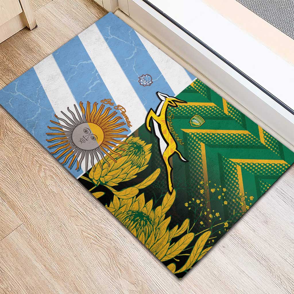 South Africa and Argentina Rugby Rubber Doormat Springboks With Los Pumas