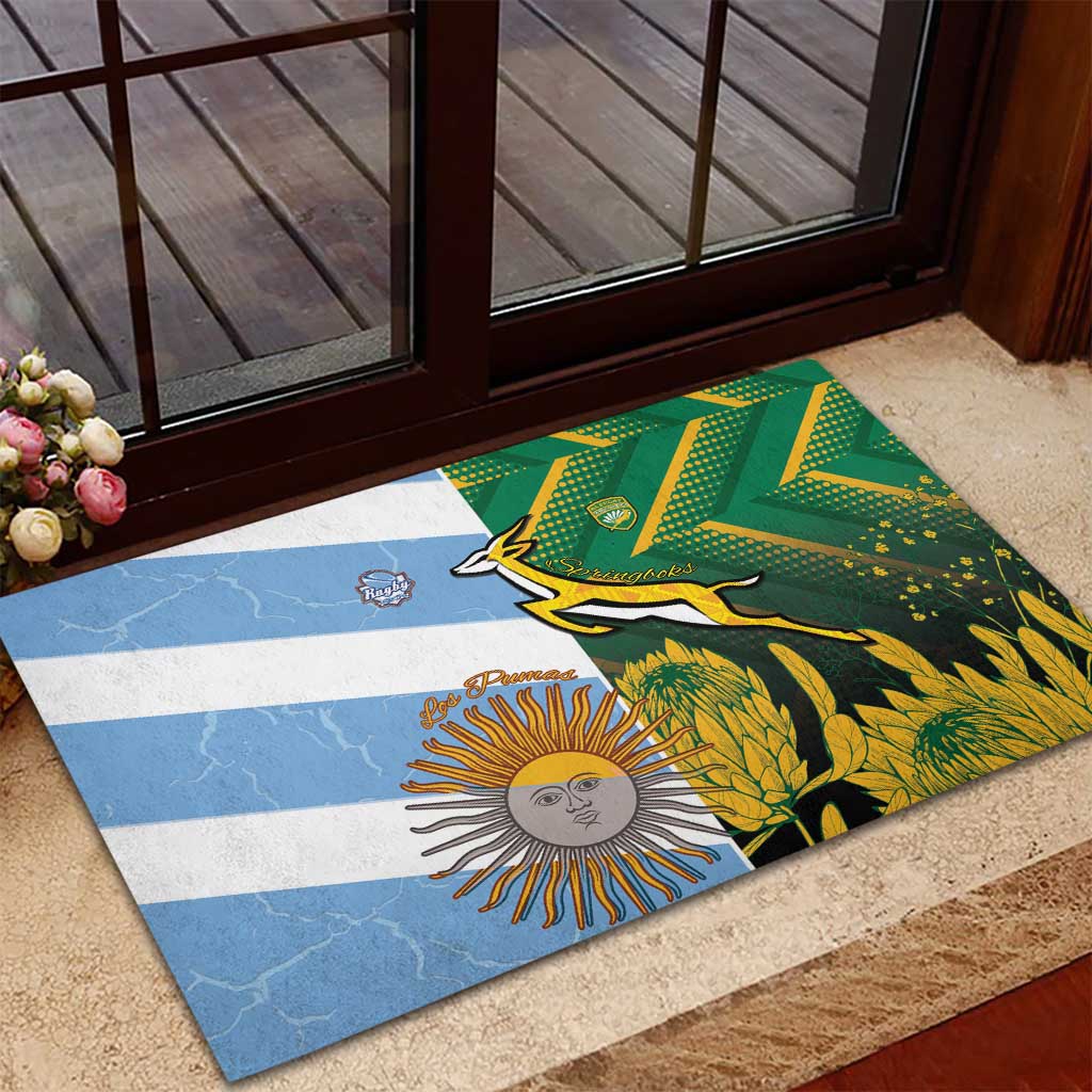 South Africa and Argentina Rugby Rubber Doormat Springboks With Los Pumas