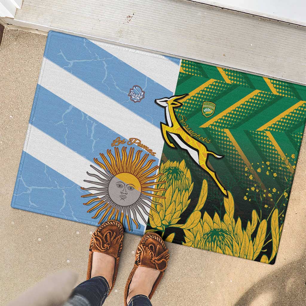 South Africa and Argentina Rugby Rubber Doormat Springboks With Los Pumas