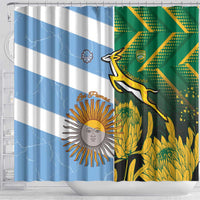 South Africa and Argentina Rugby Shower Curtain Springboks With Los Pumas