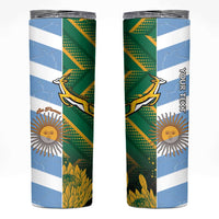 South Africa and Argentina Rugby Personalized Skinny Tumbler Springboks With Los Pumas