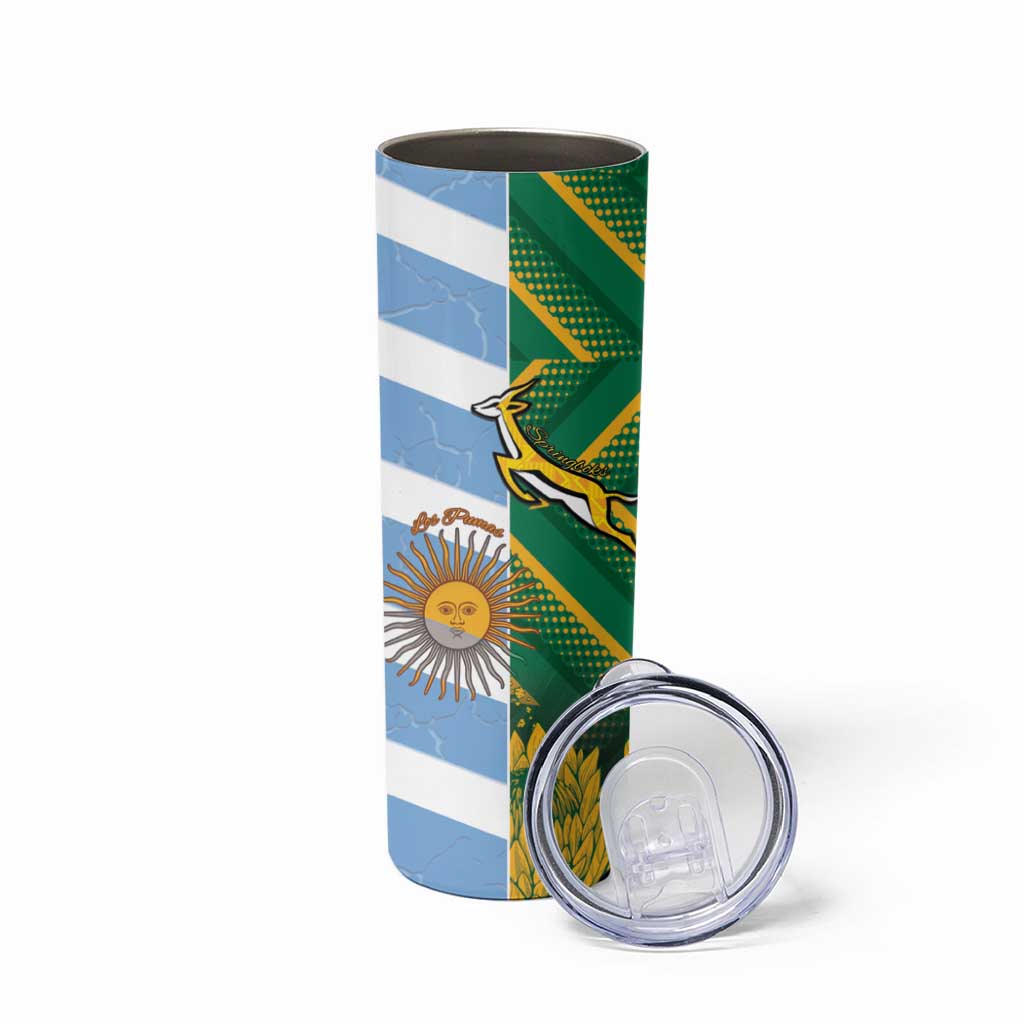South Africa and Argentina Rugby Personalized Skinny Tumbler Springboks With Los Pumas
