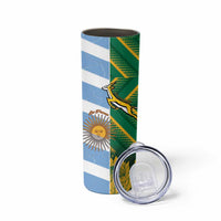 South Africa and Argentina Rugby Personalized Skinny Tumbler Springboks With Los Pumas