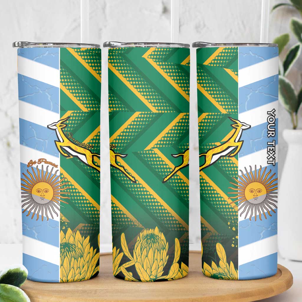 South Africa and Argentina Rugby Personalized Skinny Tumbler Springboks With Los Pumas