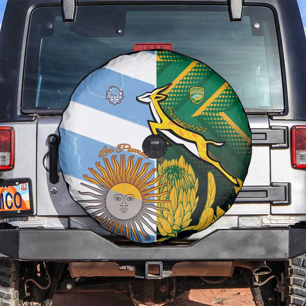 South Africa and Argentina Rugby Spare Tire Cover Springboks With Los Pumas