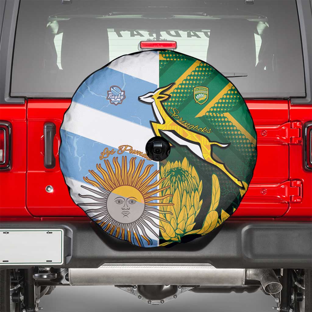 South Africa and Argentina Rugby Spare Tire Cover Springboks With Los Pumas