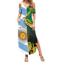 South Africa and Argentina Rugby Personalized Summer Maxi Dress Springboks With Los Pumas