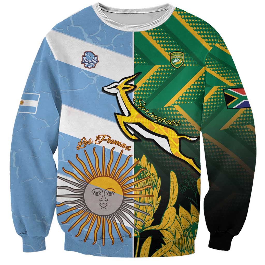 South Africa and Argentina Rugby Personalized Sweatshirt Springboks With Los Pumas