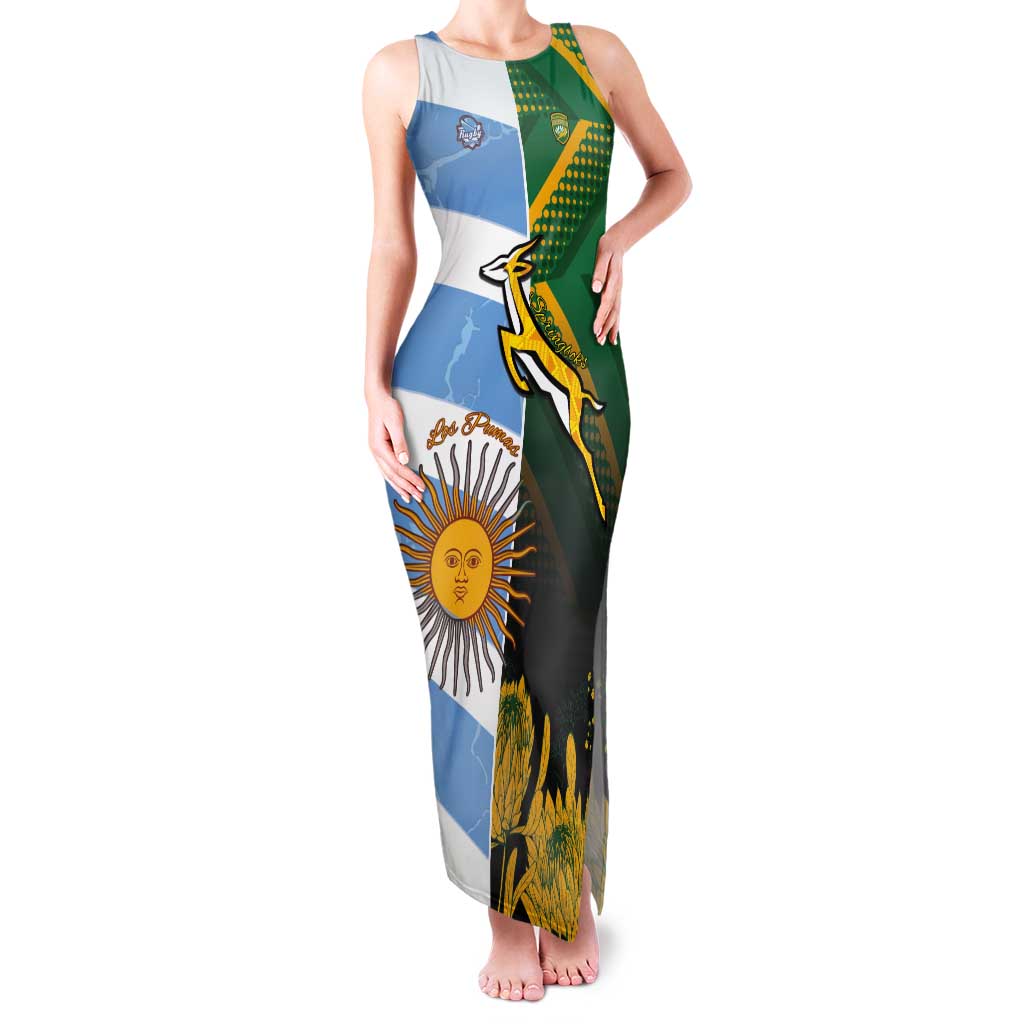 South Africa and Argentina Rugby Personalized Tank Maxi Dress Springboks With Los Pumas