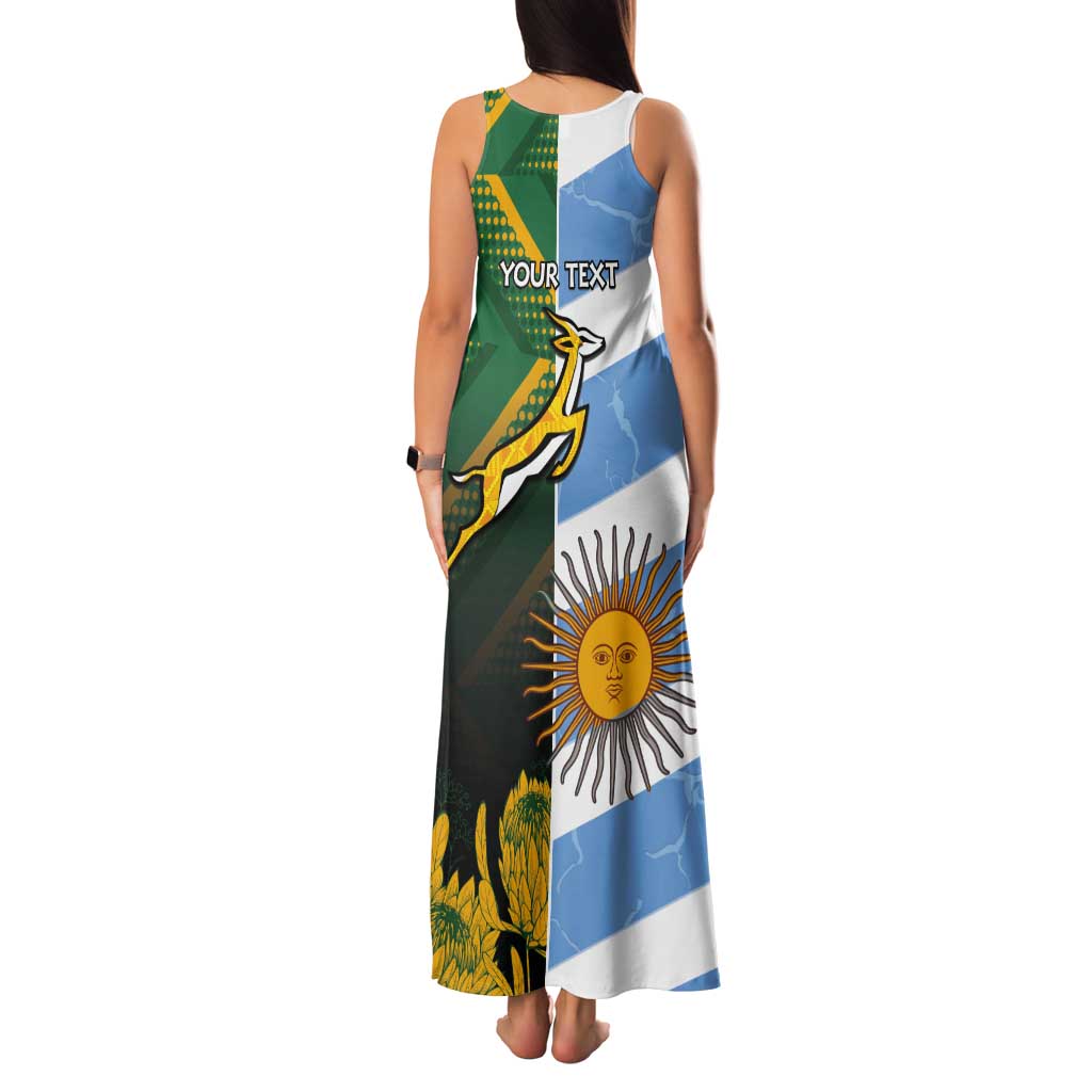 South Africa and Argentina Rugby Personalized Tank Maxi Dress Springboks With Los Pumas