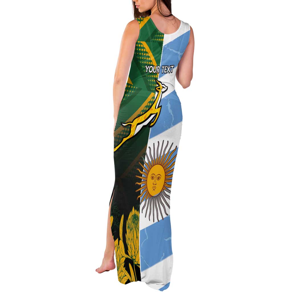 South Africa and Argentina Rugby Personalized Tank Maxi Dress Springboks With Los Pumas