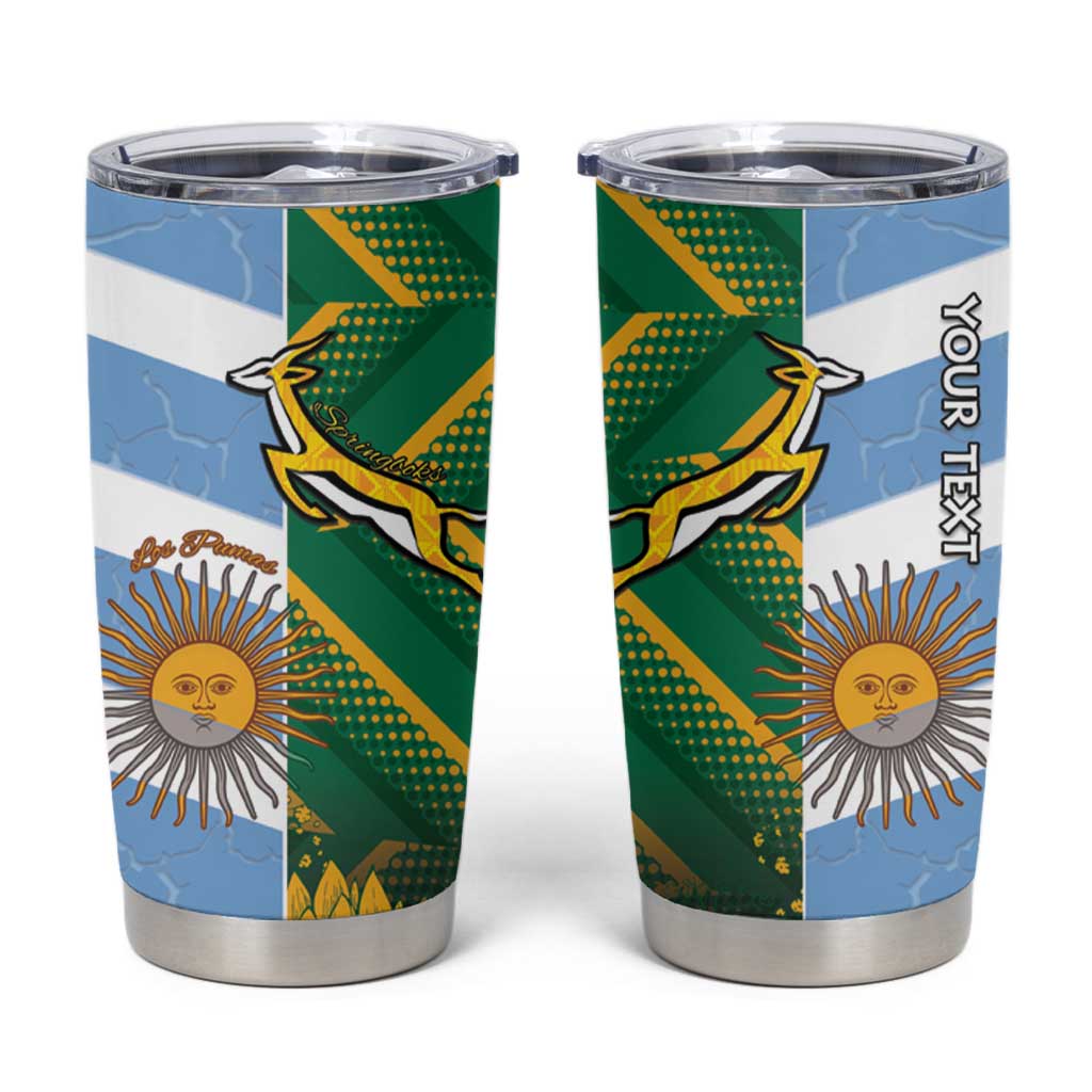 South Africa and Argentina Rugby Personalized Tumbler Cup Springboks With Los Pumas