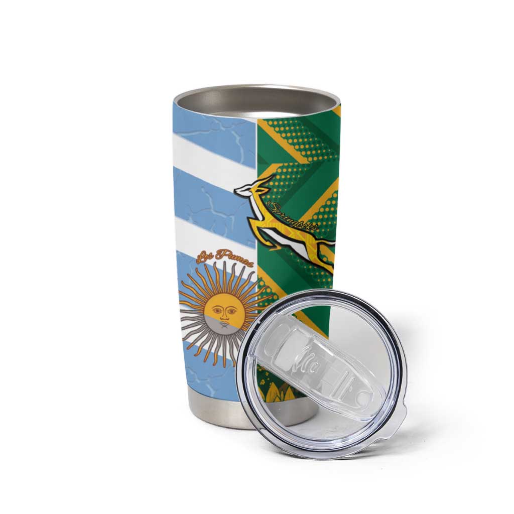 South Africa and Argentina Rugby Personalized Tumbler Cup Springboks With Los Pumas